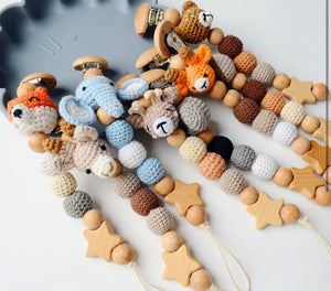 Porta Chupon Crochet con Animalitos