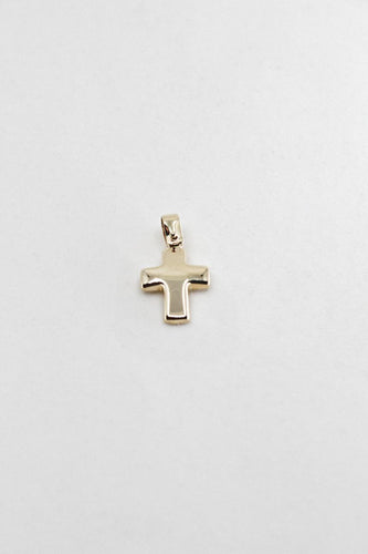 Cruz Larga Lisa Oro Blanco 14K