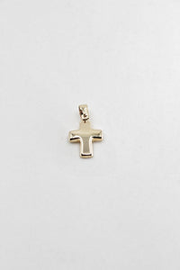 Cruz Larga Lisa Oro Blanco 14K