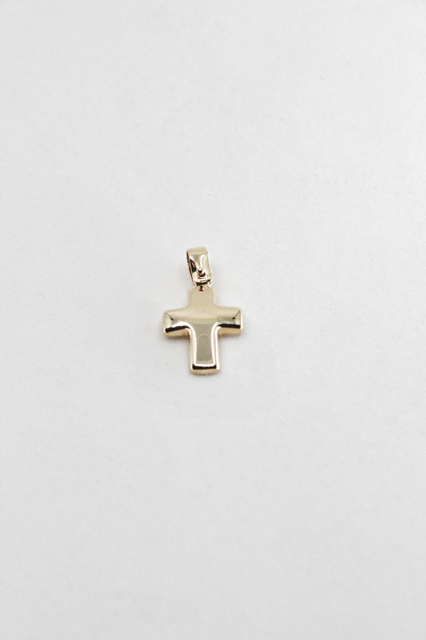 Cruz Larga Lisa Oro Blanco 14K