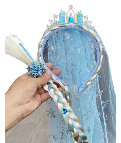 Diadema con Velo y Trenza Frozen