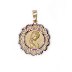 Medalla Virgen Madonna Redonda 14K