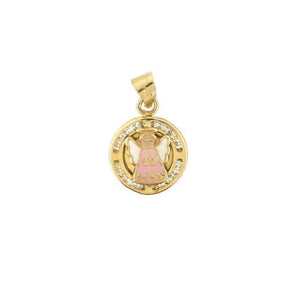 Medalla Angel Esmaltada Rosa 14K