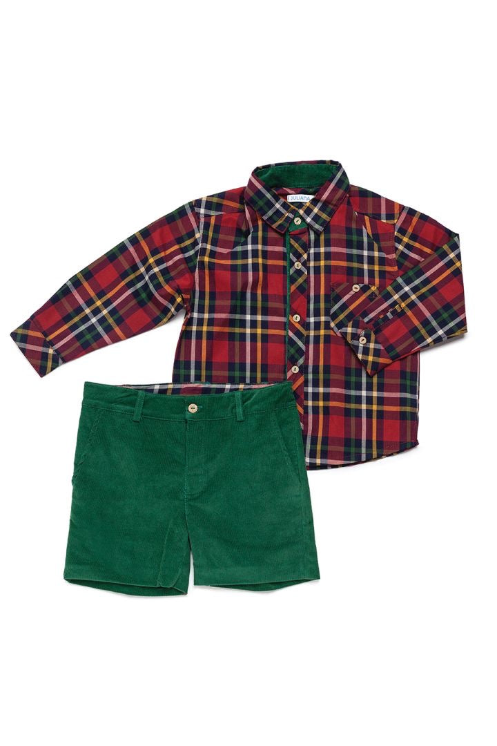 Conjunto Niño Pantalon Camisa Cuadros Rojo ALINA