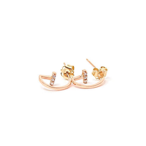 Broquel Gota con Circonia Oro Rosa 14K