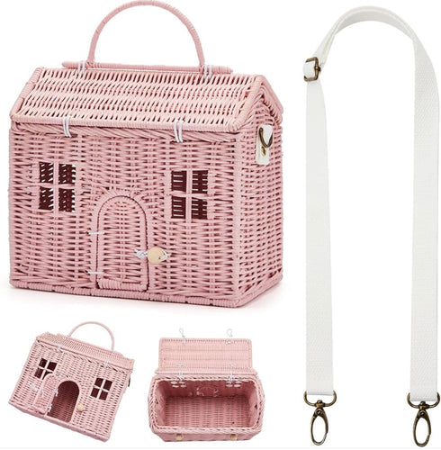 Bolso de Mimbre en Forma de Casita