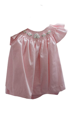 Vestido Smock Puntos Blancos  con Flores PETIT NENE