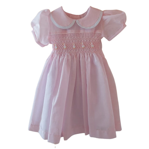 Vestido Smock Patos  Manga Corta Rosa   PETIT NENE