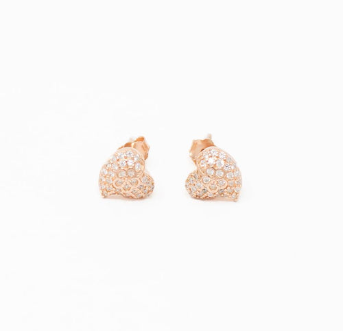 Aretes Corazones Rosas con Cz Plata